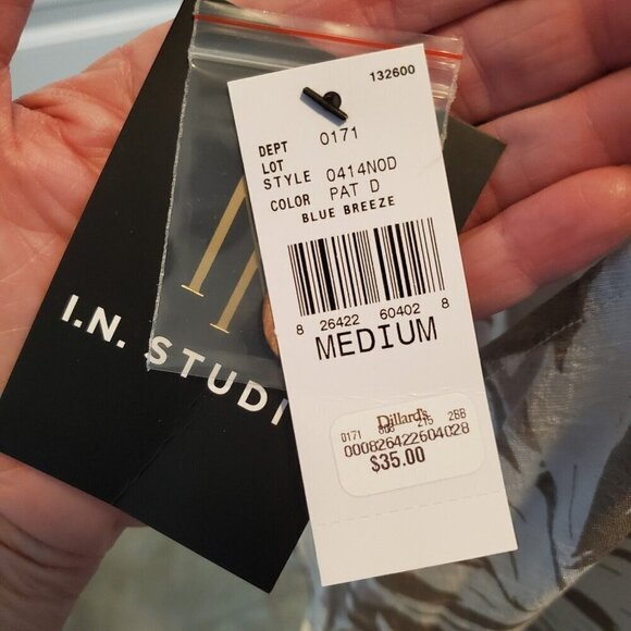 IN Studio Blouse Womens Medium Tan White Pullover Overlay Boho Coastal Beach - Picture 11 of 12